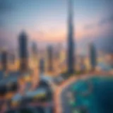 A panoramic view of Dubai skyline showcasing modern architecture
