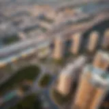 Aerial view of JLT Cluster E showcasing residential towers and green spaces