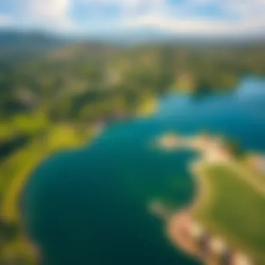 Aerial view of Khalid Lake showing its serene waters and surrounding greenery