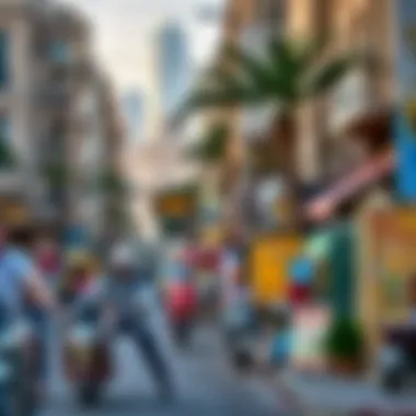 Vibrant Neighborhood in Dubai Vibrant neighborhood with bustling activities