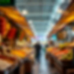 Vibrant marketplace in Deira showcasing local produce and spices