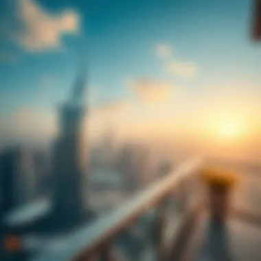 Panoramic view of Dubai skyline from the Pagani Residence balcony