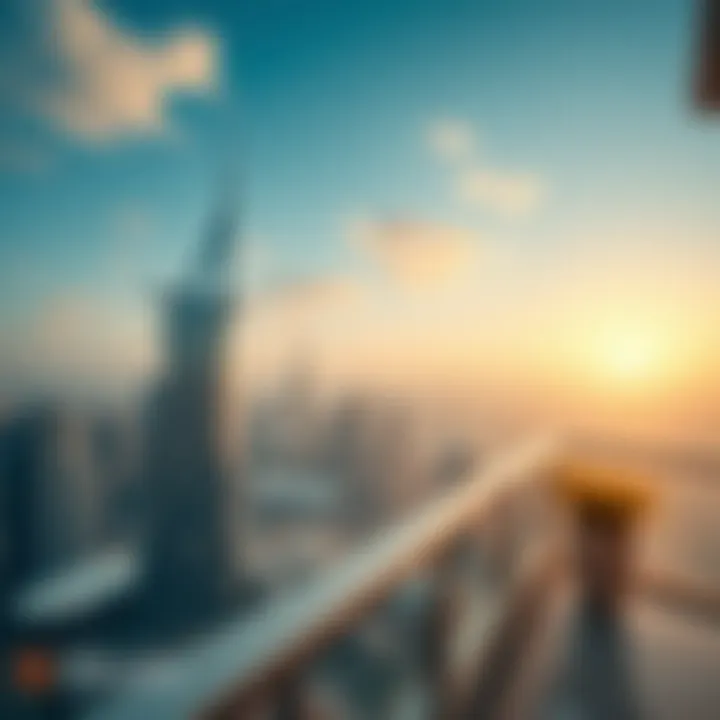 Panoramic view of Dubai skyline from the Pagani Residence balcony