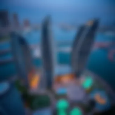 Aerial view of Pullman Jumeirah Lakes Towers showcasing its modern architecture