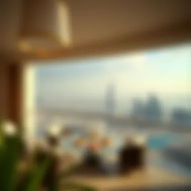 Panoramic view from a balcony overlooking the Dubai skyline