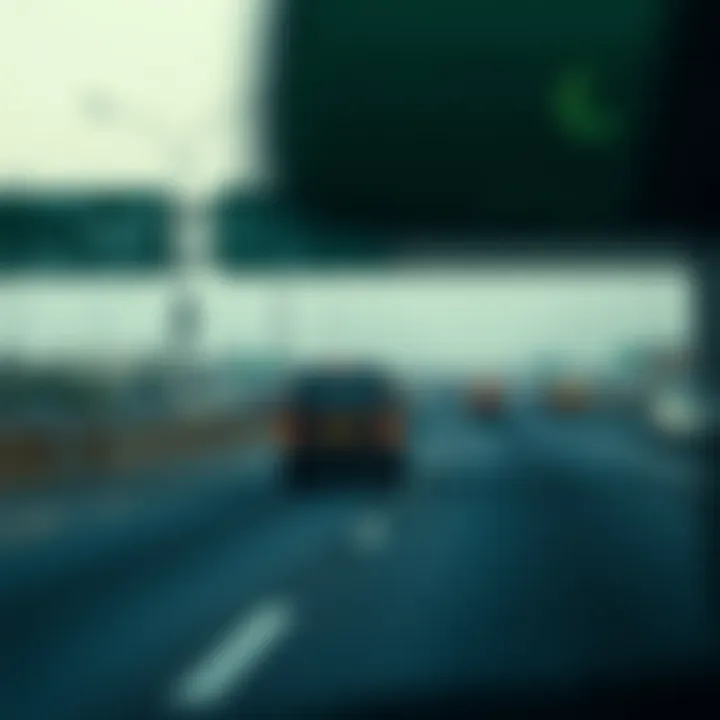 Commuter vehicle traveling along the highway from Dubai to Al Ain.