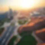 Aerial view showcasing the skyline of Dubai contrasted with the natural beauty of Al Ain.