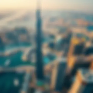 Aerial View of Dubai's Skyline An aerial shot showcasing the skyline dominated by the tallest building