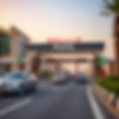 Salik toll gate in Dubai with cars passing through