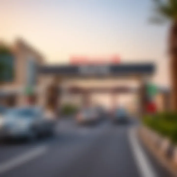 Salik toll gate in Dubai with cars passing through
