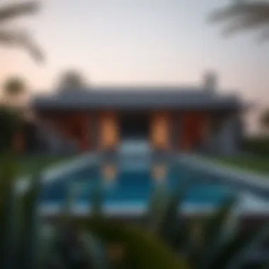 Stunning outdoor villa space with pool and garden