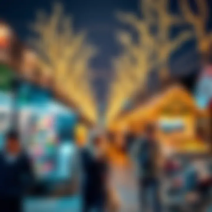 A vibrant winter market scene showcasing local real estate opportunities