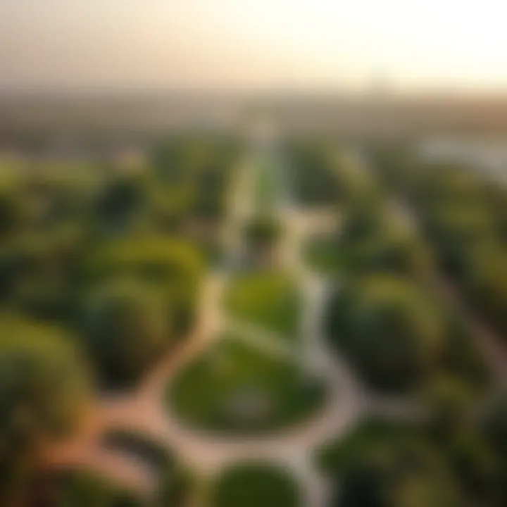Aerial view of Zaabeel Park showcasing its lush greenery and pathways